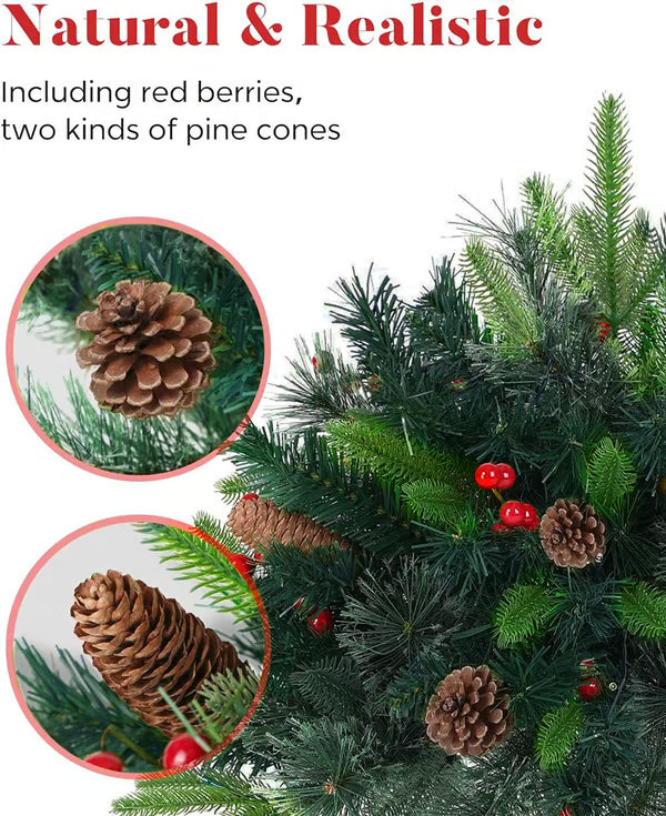 Pre-lit Artificial Christmas Tree Urn Filler / Weatherproof sparkle for entryways and patios.