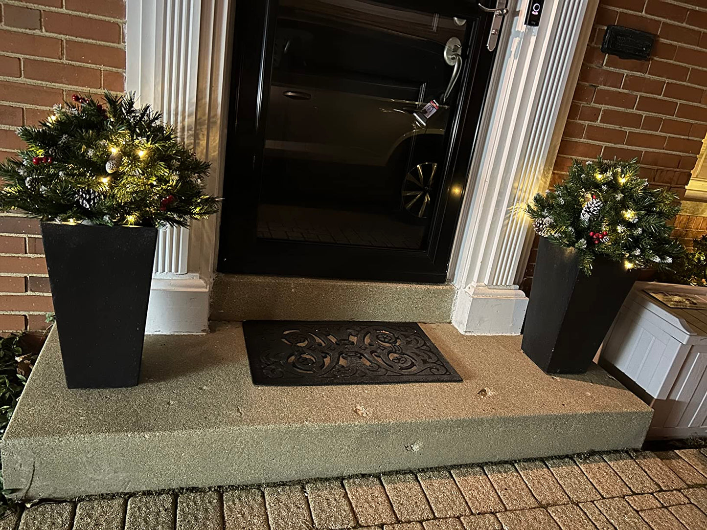 Pre-lit Artificial Christmas Tree Urn Filler / Weatherproof sparkle for entryways and patios.