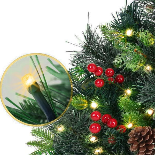 Pre-lit Artificial Christmas Tree Urn Filler / Weatherproof sparkle for entryways and patios.
