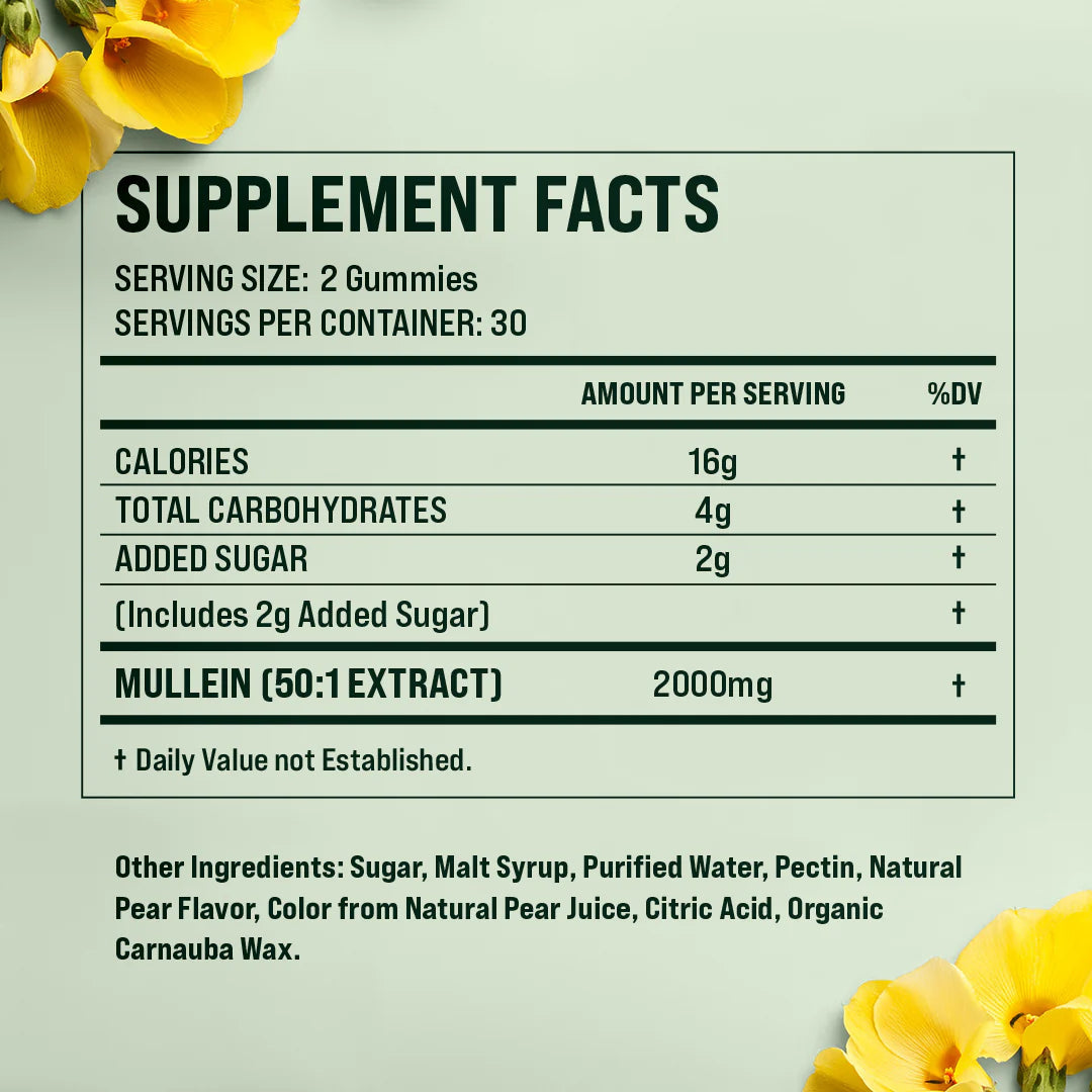 Mullein Lung Detox Gummies ~ Clear Mucus & Boost Respiratory Health.