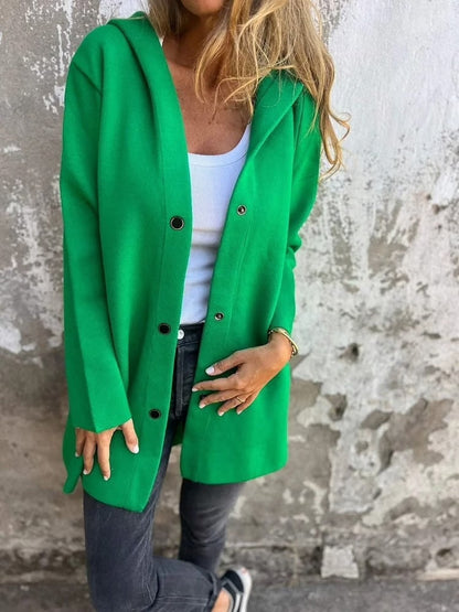 Casual Single Breasted Hooded Jacket ~ Throw-on style for breezy spring & autumn days_