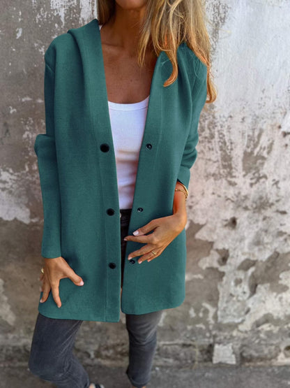 Casual Single Breasted Hooded Jacket ~ Throw-on style for breezy spring & autumn days_