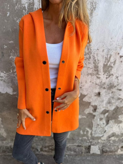 Casual Single Breasted Hooded Jacket ~ Throw-on style for breezy spring & autumn days_